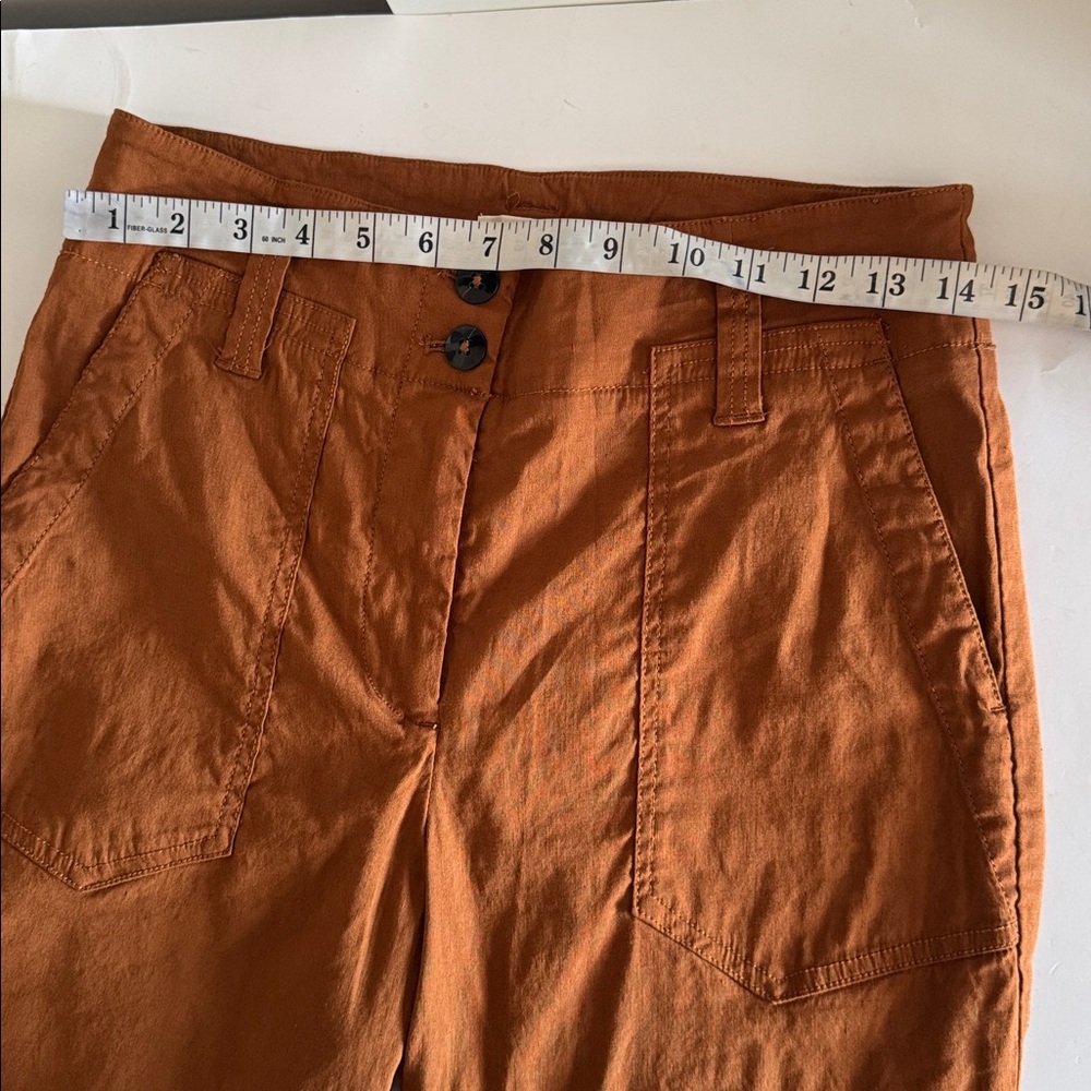 Anthropologie Maeve The Naomi Wide Leg Flare Bronze Brownish Orange Pants size 4 - Picture 5 of 10
